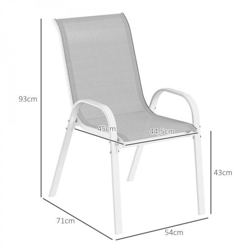 Set de 4 Sillas de Exterior Apilables con Asiento de Malla Respaldo Alto y Marco de Acero para Jardín o Terraza Gris [1]