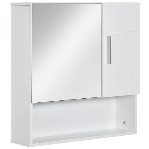 Armario de Baño con Espejo Mueble Colgante de Aseo con 2 Puertas y 2 Estantes Ajustables Interiores 54x15,2x55,3 cm Blanco [9]