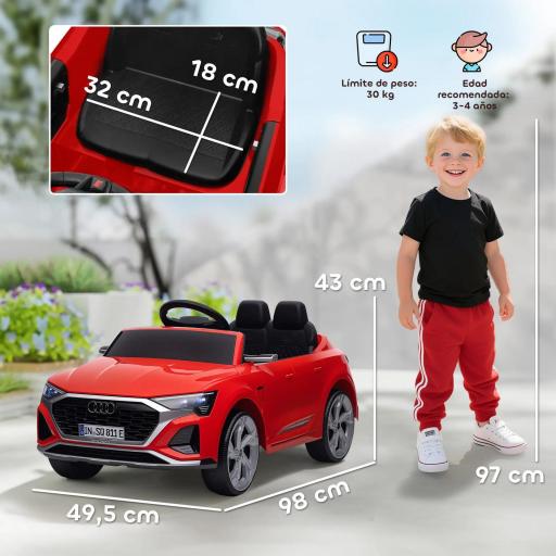 Coche Eléctrico para Niños Audi Q8 etron sportback con Batería 12V Mando a Distancia Faros Bocina y Música Rojo [3]