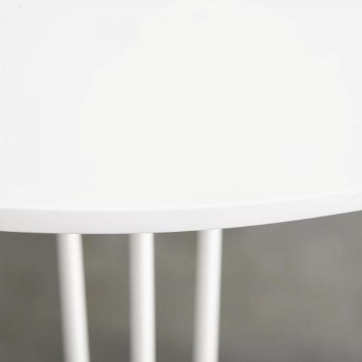 Mesa de Comedor Redonda con Patas de Horquilla Metálicas Estilo Moderno Nórdico para Cocina Salón Cafetería Bar Ø70x75 cm Blanco [3]