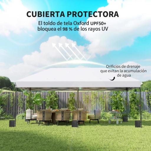 Carpa Plegable 6x3 m Pop-up Altura Ajustable 3 Niveles UPF50+ Bloqueo Central Sacos de Arena Bolsa con Ruedas Plateado [7]