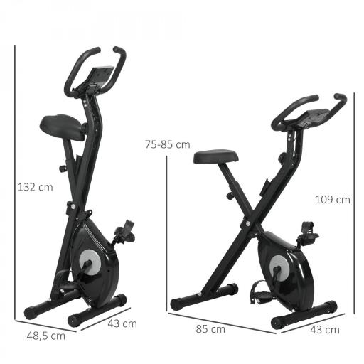 Bicicleta Estática Plegable con 8 Niveles de Resistencia Magnética Pantalla LCD y Asiento Regulable 43x85x109cm Negro [1]
