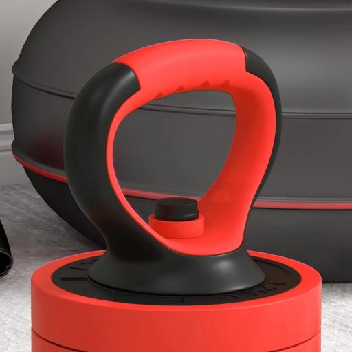 Kit de Gimnasio 4 en 1 con Barra de Pesas Mancuernas Kettlebell para Entrenamiento de Fuerza en Casa Color Rojo y Negro [7]