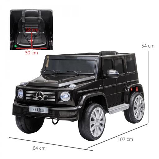 Coche Eléctrico para Niños de Batería 12 V BENZ G500 con Control Remoto Música Bocina 3-5 km/h Carga 30 kg Negro [1]