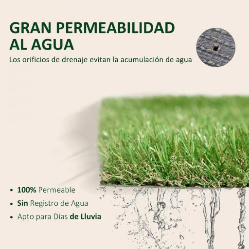 Césped Artificial 3x1 m con Altura de Hierba 25mm Rollo de Hierba Sintética de Exterior para Jardín y Terraza [4]