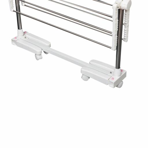 Tendedero de Ropa Plegable 80x55x172 cm con 6 Ruedas y 4 Estantes con Altura Regulable de Acero Inoxidable Plateado [7]