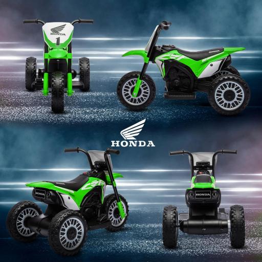 Moto Eléctrica Infantil con Licencia Honda CRF450RL con Velocidad 3 km/h Bocina Sonido de Arranque 71x40,5x43,5 cm Verde [5]