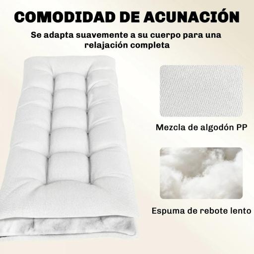 Cojín para Banco Exterior con Correas de Sujeción Protección UV50+ Rebote Lento Interior Exterior 198x65x13 cm Crema [5]