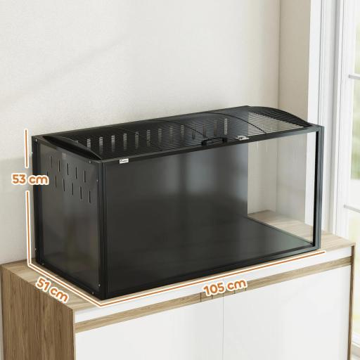 Jaula para Hámster Grande 105x51x53 cm con Tapa Ventilada Abatible, Marco de Acero, Paneles Transparentes Negro [1]