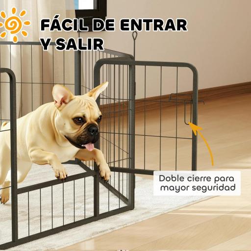Parque para Perros de 6 Paneles de 60 cm de Altura con Puerta para Interior y Exterior Negro [2]