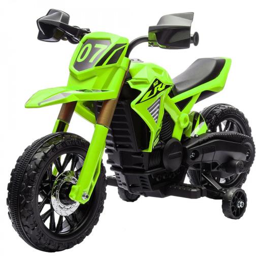 Moto Eléctrica para Niños de +3 Años Moto a Batería para Niños 12V con Ruedas de Auxiliar y Bocina Carga 30 kg Verde [9]