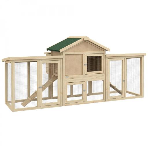 Gallinero de Madera 204x85x93 cm Jaula para 2-4 Gallinas con Nido Bandeja Extraíble Techo de Asfalto y Rampa Natural [9]