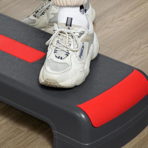 Plataforma Step para Deporte y Gimnasia con Altura Regulable en 10/15/20 cm Carga 150 kg 78x28x20 cm Gris y Rojo [7]