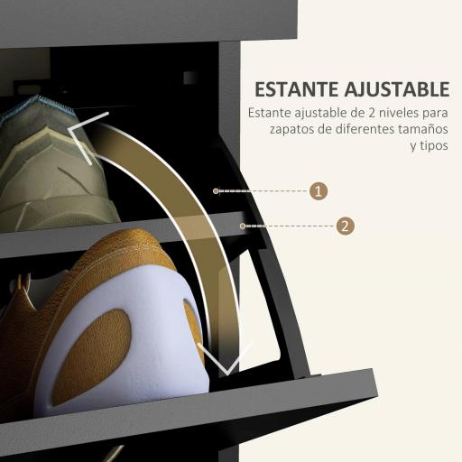 Mueble Zapatero Estrecho Armario de Zapatos con 2 Cajones Abatibles para 12 Pares de Zapatos 80x30x91,5 cm Negro [4]