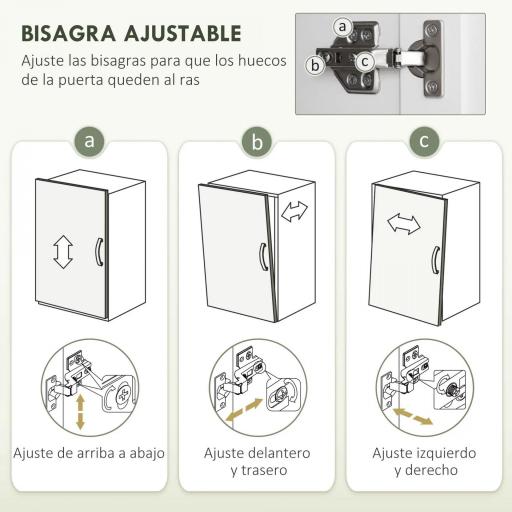 Alacena de Cocina Mueble Auxiliar de Cocina con 4 Puertas y Estantes Ajustables para Comedor Salón 60x30x183 cm Blanco [7]