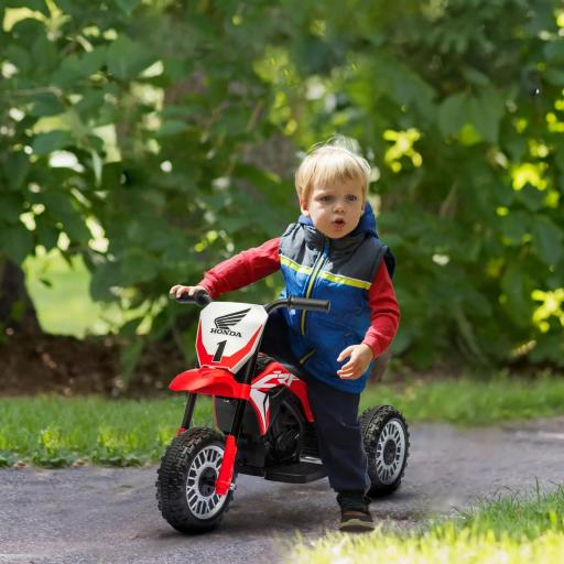 Moto Eléctrica Infantil con Licencia Honda CRF450RL con Velocidad 3 km/h Bocina Sonido de Arranque 71x40,5x43,5 cm Rojo