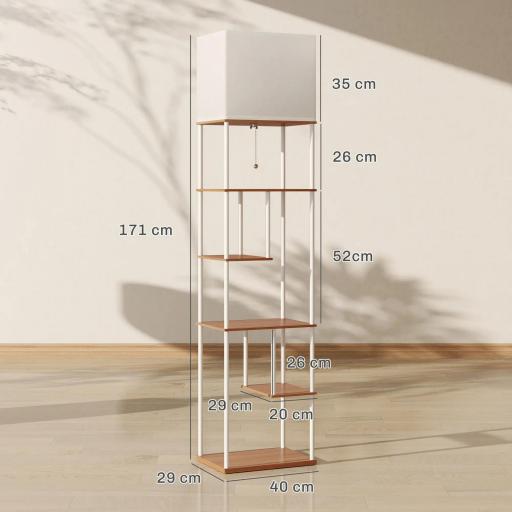 Lámpara de Pie con Estantes Temperaturas de Color Ajustable 3000K-6500K Control Remoto Bombilla E27 Natural [1]