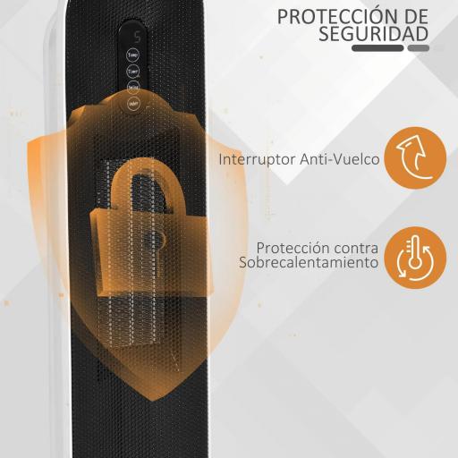 Calefactor Cerámico de Torre 1200W/2000W Calefactor PTC con Mando a Distancia Termostato Temporizador de 24H Oscilación 45° y Sistema Antivuelco para Sala de 20 m² Blanco y Negro [3]