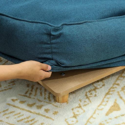 Cama Elevada para Perros con Patas de Madera y Cojín Lavables Cama para Mascotas Carga 30 kg 96x66x24 cm Azul [7]