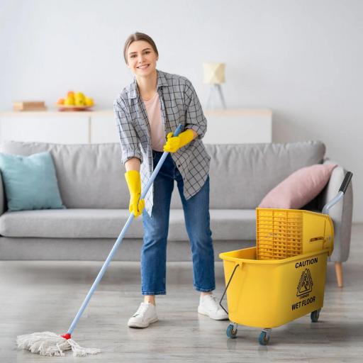 Cubo de Fregar con Escurridor Panel Separador y Ruedas Capacidad 20L para Limpieza Doméstica 45x26,5x70 cm Amarillo