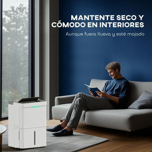 Deshumidificador 35L/día Depósito de Agua 5,5L Pantalla LED Temporizador 24 H Bloqueo Infantil hasta 40-100㎡ Blanco [2]