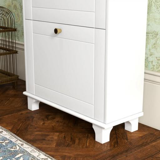 Mueble Zapatero Blanco Zapatero Estrecho con 2 Puertas Abatibles y 1 Cajón para 8 Pares de Zapatos 60x23,5x98,5 cm [7]