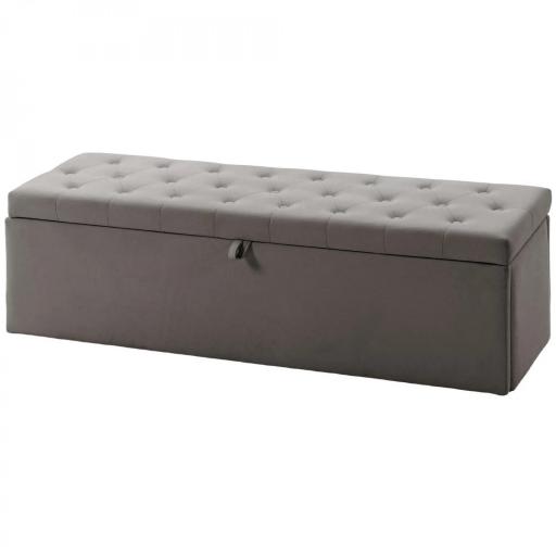 Puff Almacenaje, Banco Almacenaje 141L 137x41x42 cm Tapizado en Terciopelo Baúl de Almacenamiento Carga 240 kg Gris [9]