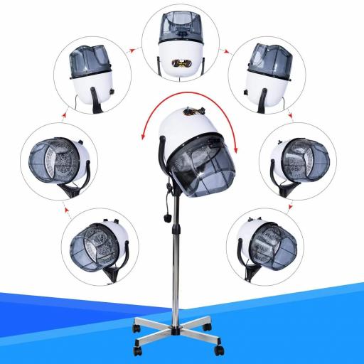 Secador de Pelo Profesional 1180W Secador de Casco con Altura Ajustable Temperatura Regulable Temporizador Capucha y Ruedas Climazon Peluquería para Cuidado del Cabello Blanco [5]