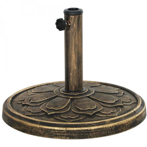 Base para Sombrilla con Diseño Retro Flor De Loto Peso 12 kg para Jardín Patio Terraza Ø46x33 cm Color Bronce [9]