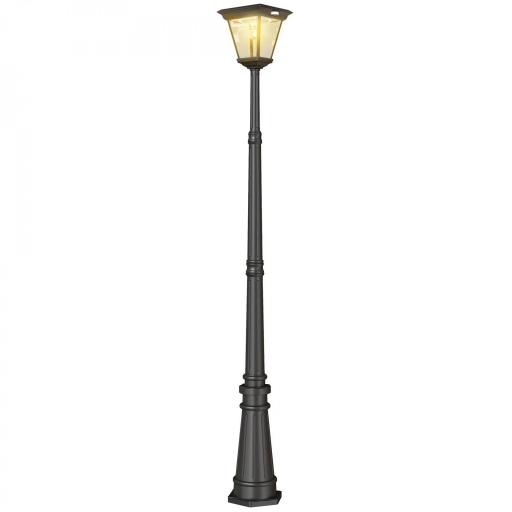 Farola Solar Exterior con Panel Solar Encendido y Apagado Automático Sensor de Movimiento IP44 26x24x220 cm Negro [8]