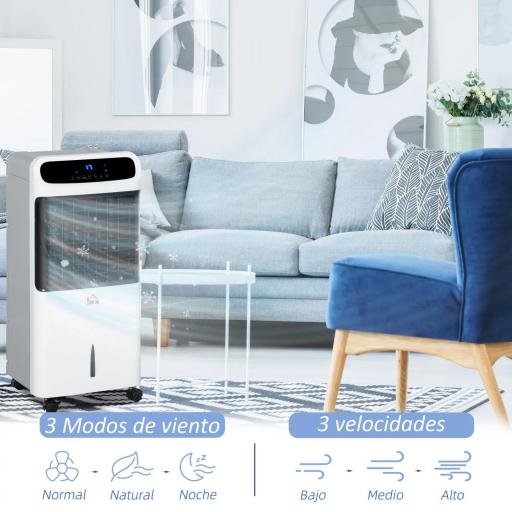 Climatizador 4 en 1 con Control Remoto 3 Modos 3 Velocidades Temporizador y Pantalla Táctil 38x35x81 cm Blanco [5]