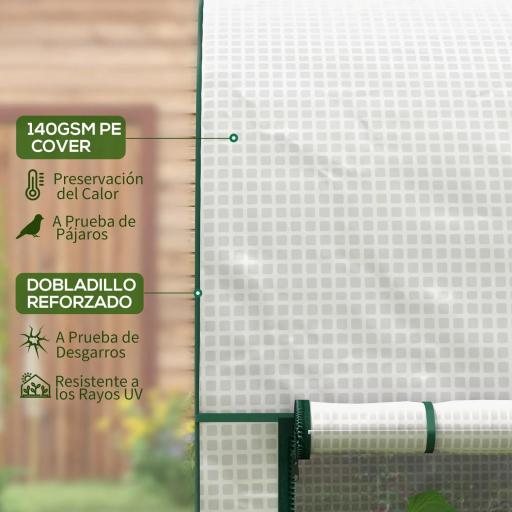 Invernadero de Exterior con Doble Puerta con Cremallera y Cubierta de PE para Cultivar Plantas 200x100x178 cm Blanco [5]