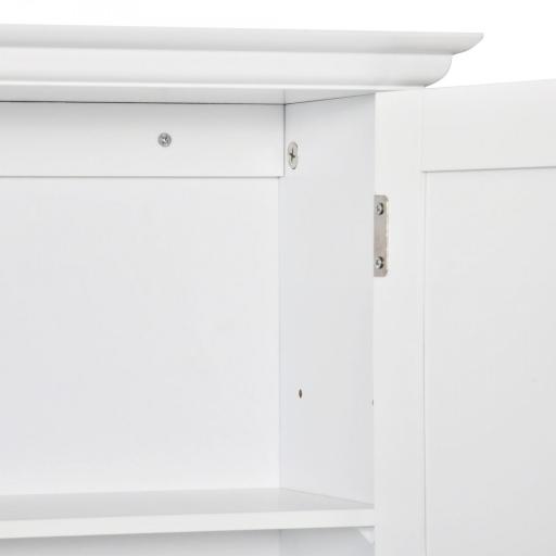 Armario Baño de Pared con 2 Puertas Estante Interior Ajustable y Compartimento Abierto Mueble Auxiliar Suspendido Multiusos para Cocina 60x20x70,5 cm Blanco [5]