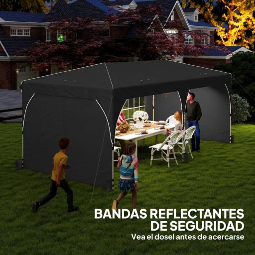 Carpa Plegable 6x3 m con Tiras Reflectantes UPF 50+ Fácil Montaje Sistema Central de Bloqueo Impermeable Gris Oscuro [2]