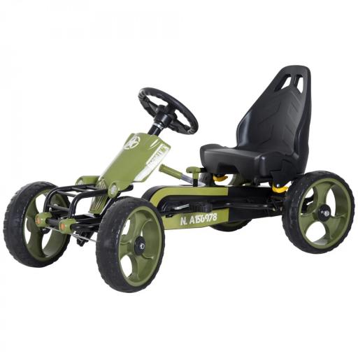 Go-Kart a Pedales para Niños de +3 Años Coche de Pedales con Embrague Freno Asiento Ajustable Carga Máx. 35 kg 105x54x61 cm Verde [9]