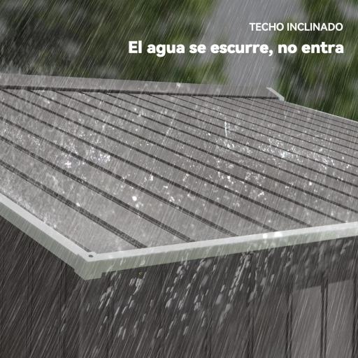 Cobertizo de Jardín 4,9 m² 277x195x192 cm con 2 Puertas Corredizas Base Refuerzo (Suelo NO Incluido) Gris [4]