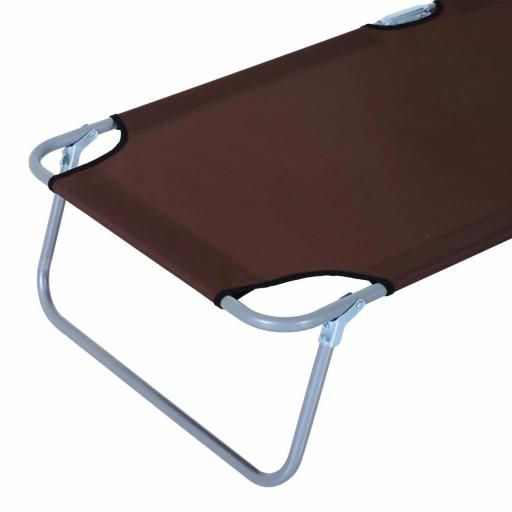 Tumbona de jardín Plegable con Toldo y Respaldo Reclinable para Jardín Terraza Acampada 187x58x36cm Marrón [7]