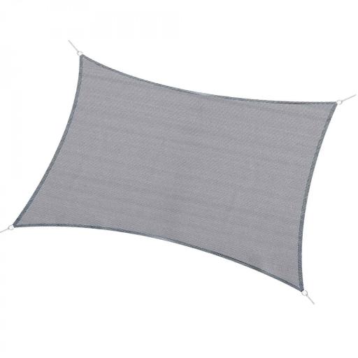 Toldo Vela Rectangular 4x3 m Protección Rayos UV con Bolsa de Transporte Anillas de Acero Inoxidable y Cuerdas Gris [7]