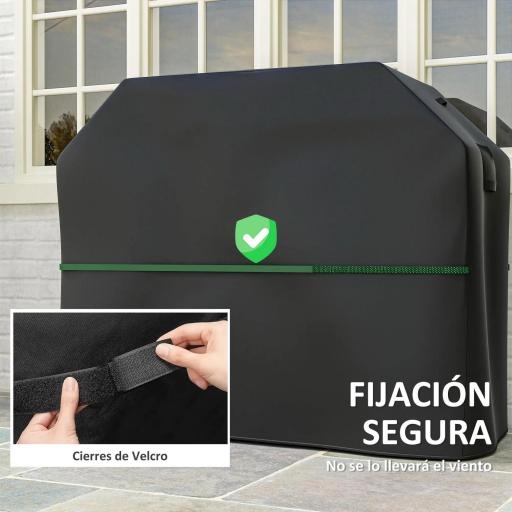Funda para Barbacoa Exterior Impermeable de Tela Oxford 600D con Ventilación y Cierres de Velcro Negro 147x61x122 cm [6]