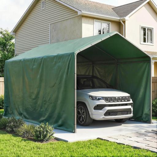 Lona Impermeable Exterior 6x8 m Toldo PE 90 g/m² Protección UV con Ojales Reforzados para Leña Muebles de Jardín Verde [6]