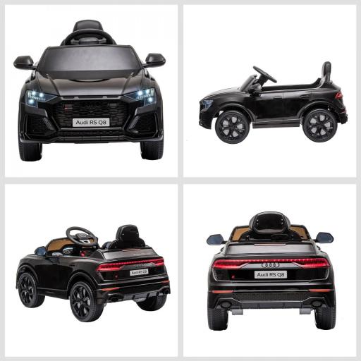 Coche Eléctrico Infantil +3 Años Licencia Audi RS Q8 con Batería 6V 2 Motores Mando a Distancia Música Bocina y Luces Velocidad Máx. 3km/h 101x62x51 cm Negro [6]