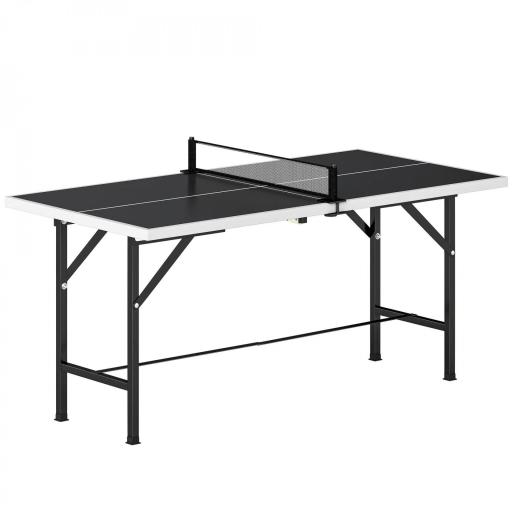 Mini Mesa de Ping-Pong Plegable con Red 2 Raquetas y 3 Pelotas para Interior y Exterior 152x76x70 cm Negro [8]