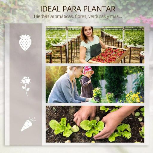 Jardinera de 3 Niveles con Enrejado y Tela no Tejida para Cultivos Verduras Flores Hierbas 95x95x110 cm Natural [4]