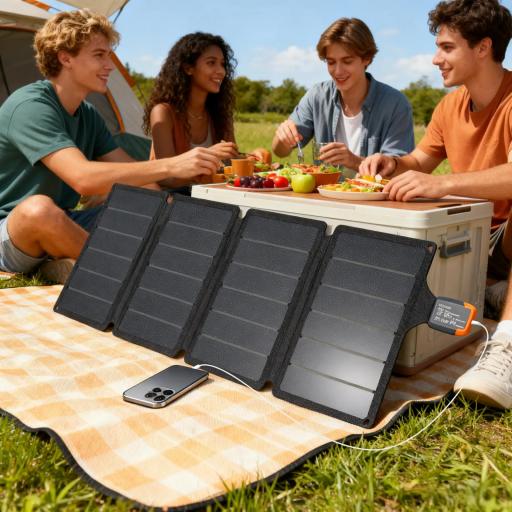 Cargador Solar Plegable 36W Panel Solar Portátil con Puertos USB-A y Tipo-C IP67 Superficie de ETFE para Teléfonos [0]