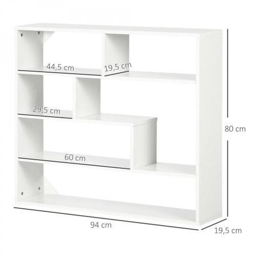Estantería de Pared Balda Flotante con 7 Compartimientos Abiertos Estilo Moderno 94x19,5x80 cm Blanco [1]