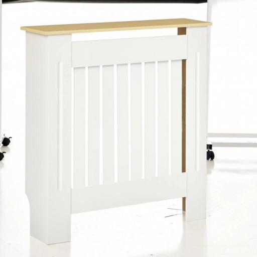 Cubreradiador de MDF Cubierta para Radiador para Salón Dormitorio Pasillo 78x19x83 cm Blanco [3]