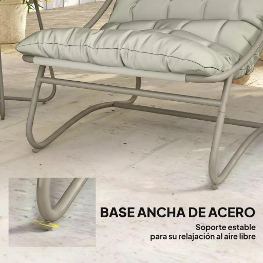 Conjunto de Jardín de 3 Piezas con 2 Sillas Lounge Mesa de Café y Cojines para Exterior Patio Balcón Gris Claro [3]