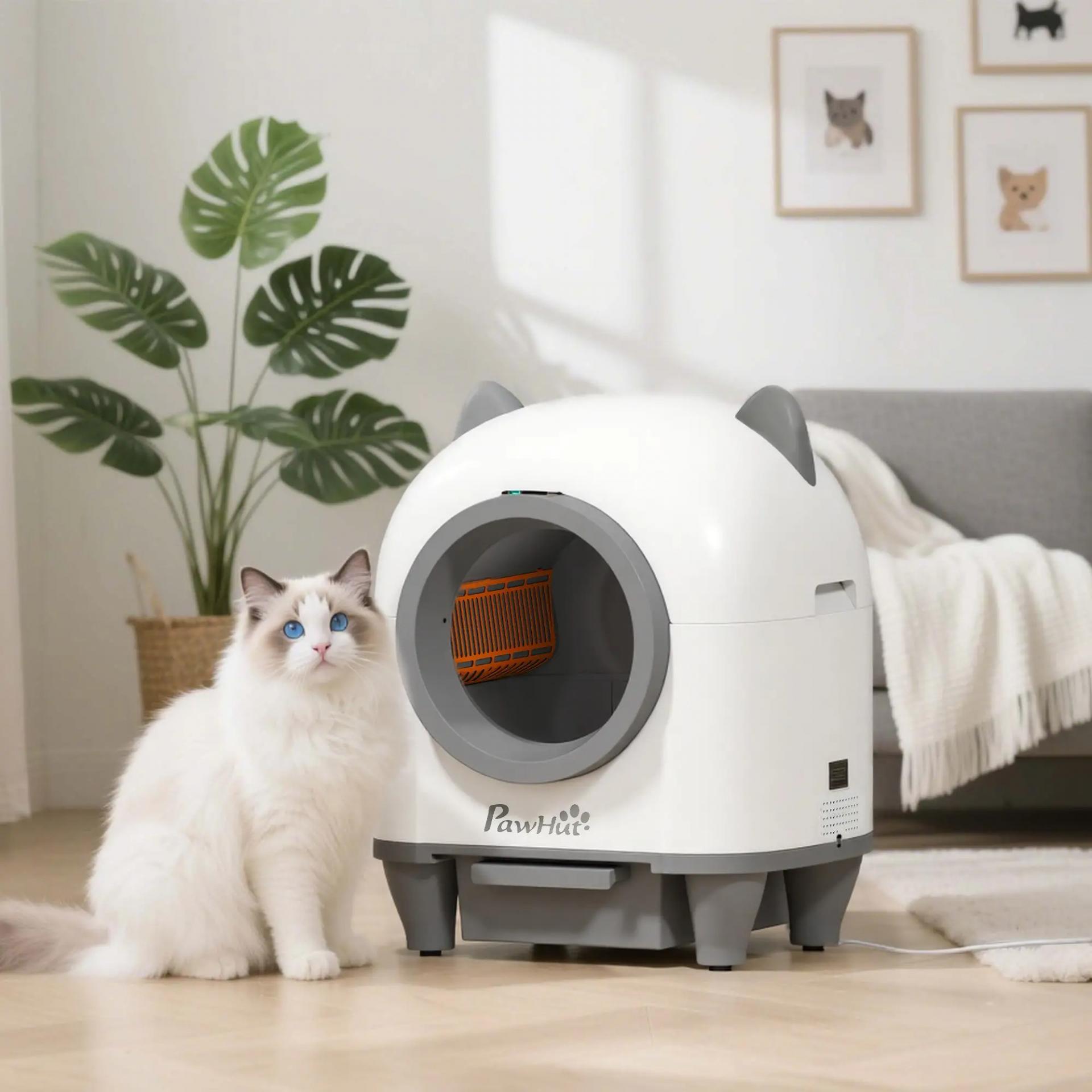 Arenero Gatos Autolimpiable 80L Eliminación de Olores Control de APP Protección de Seguridad 1 Rollo de Bolsas de Basura