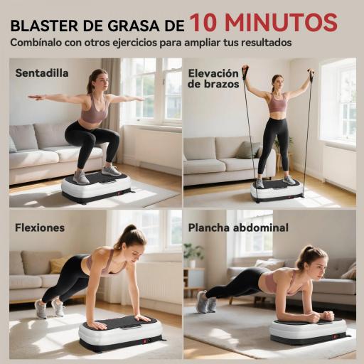 Plataforma Vibratoria con 50 Velocidades 3 Programas Pantalla LED Mando a Distancia Bandas Elásticas Ejercicio en Casa [4]