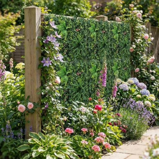 Set de 6 Setos Artificiales Ocultación Jardín 50x50 cm Tipo Milán Fácil Montaje Anti-UV para Terraza Balcón Verde [7]